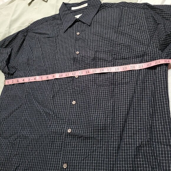 Perry Ellis Button up Shirt Plaid & Gingham Set of 2 Short Sleeves Collar Pocket - Picture 10 of 11